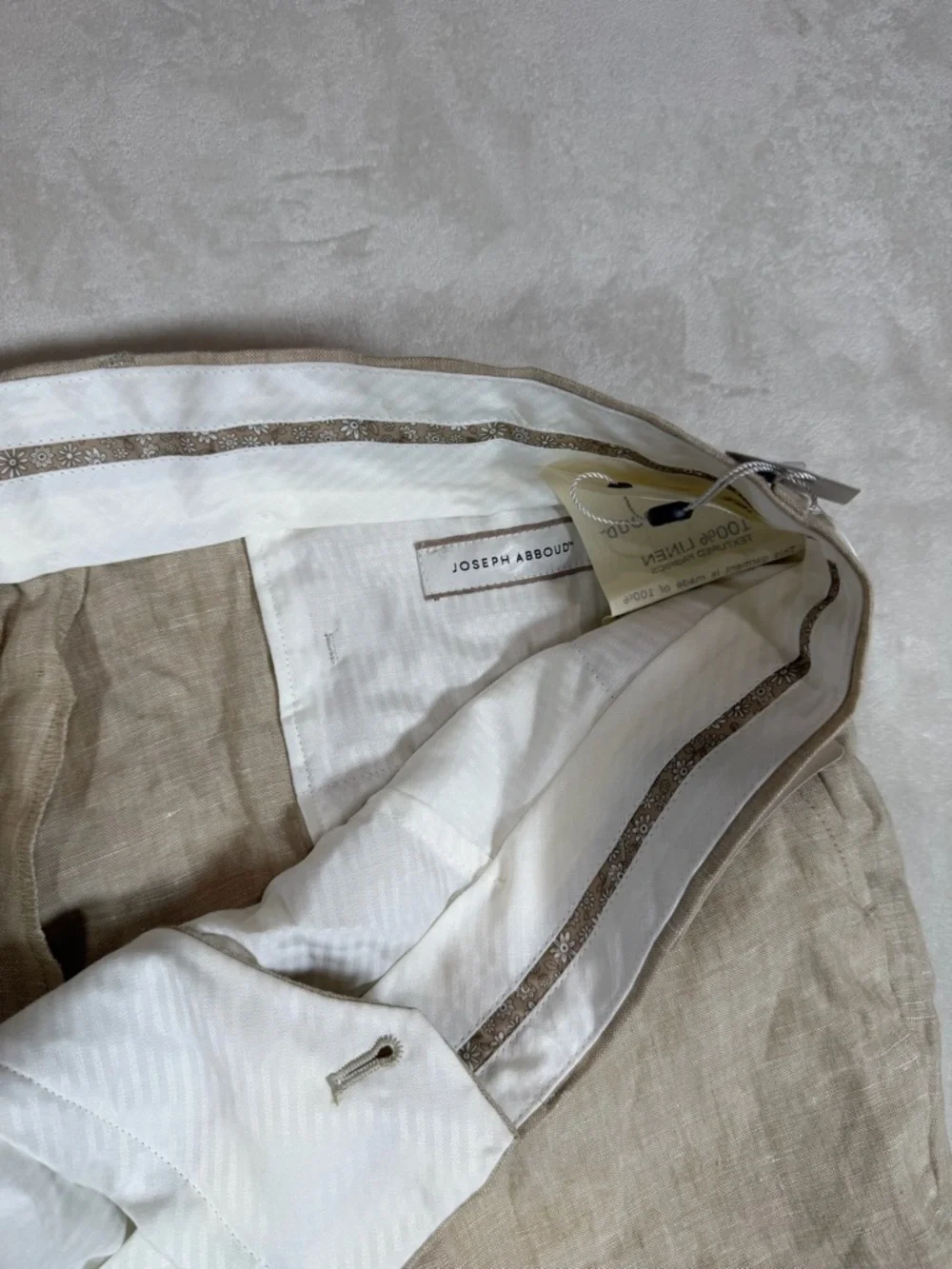 Brand New NWT Joseph Abboud 100% Linen 42W 32L Men's Beige Linen-Blend Chinos